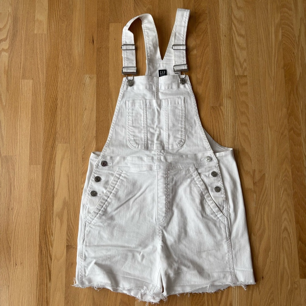 GAP White Denim Overall Shorts